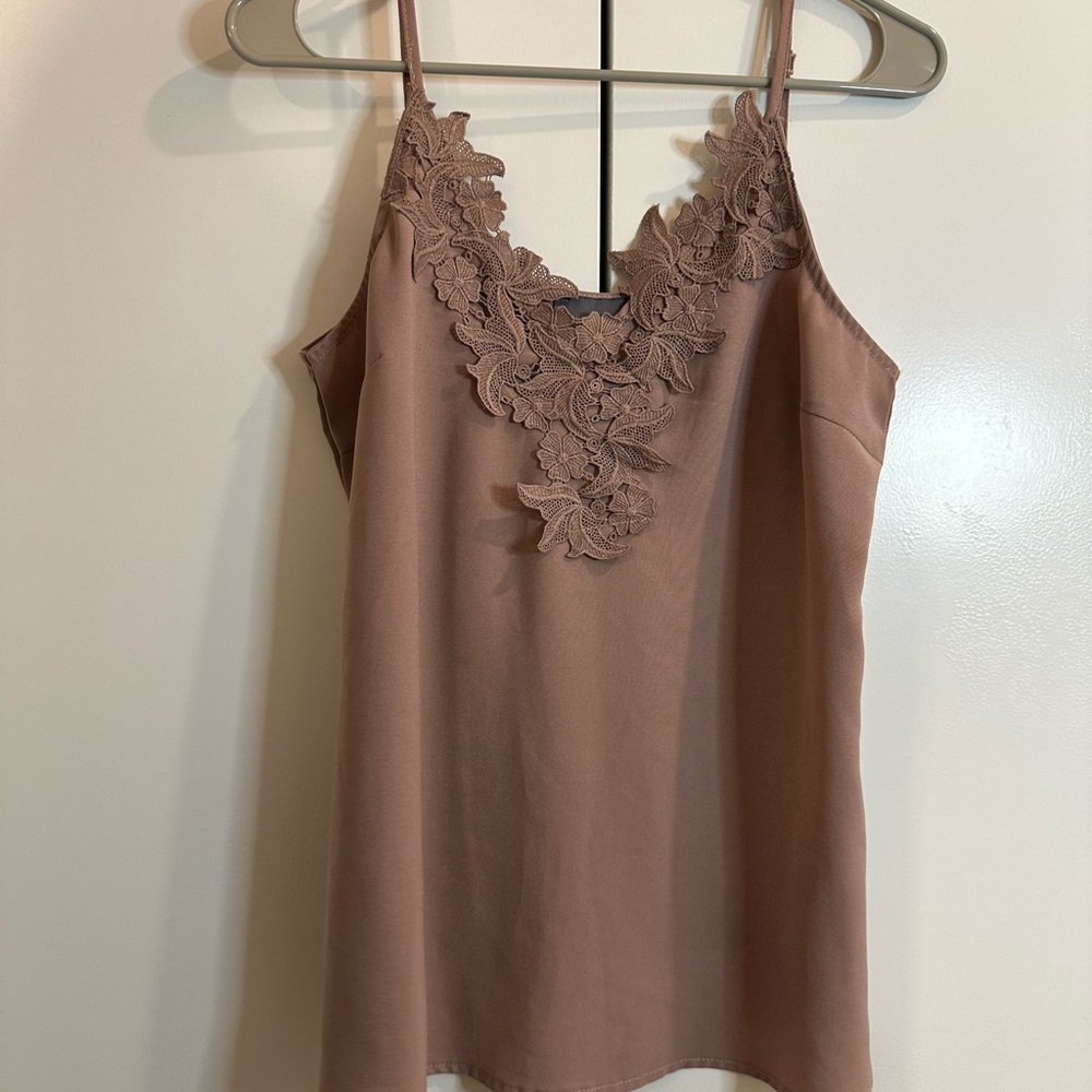 Altar'd State Mauve Tank Top with Lace Detail